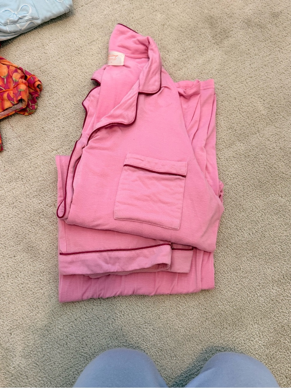 Women’s Pink Pajama Set with Contrast Piping